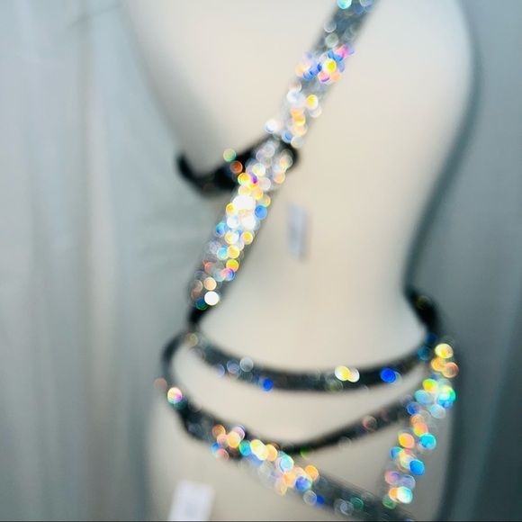 NEW Rhinestone Black Leather Belt with Adjustable length main image 6